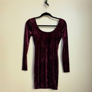 Candie's Deep Red Velvet Long Sleeve Dress
